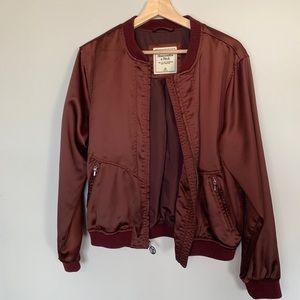 Abercrombie maroon bomber jacket